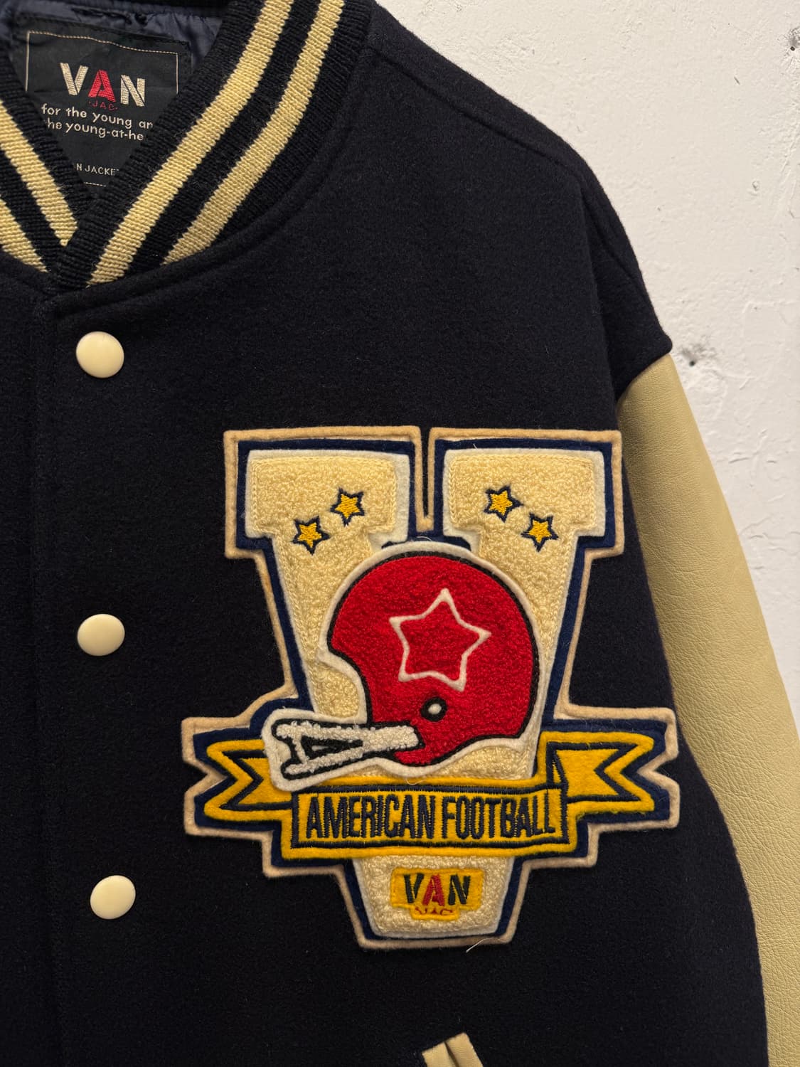 (L) VAN JAC Leather Arm Varsity Jacket 상품이미지2