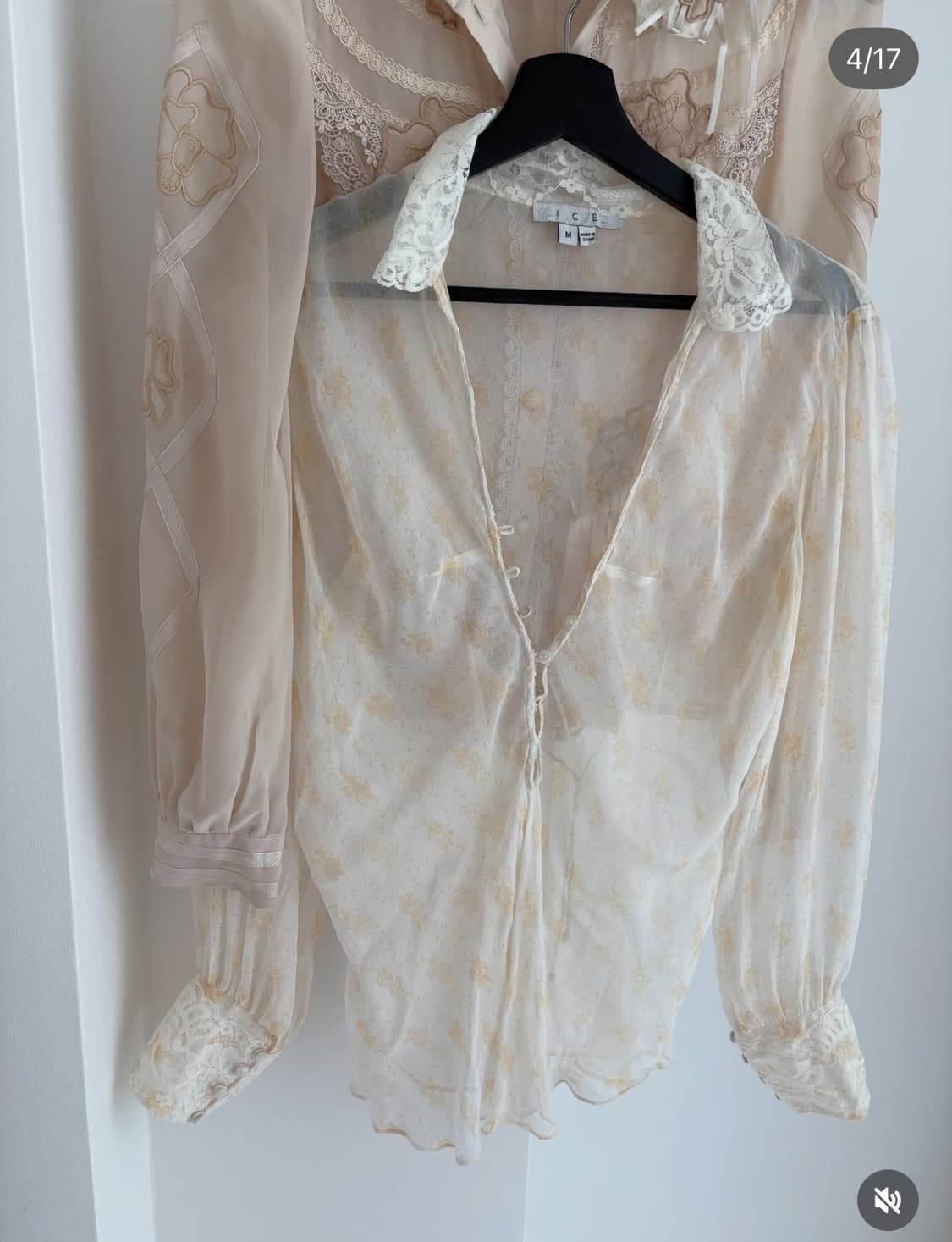 Oree 오르에 빈티지 쉬어 플라워 레이스 블라우스 vintage 상품이미지2