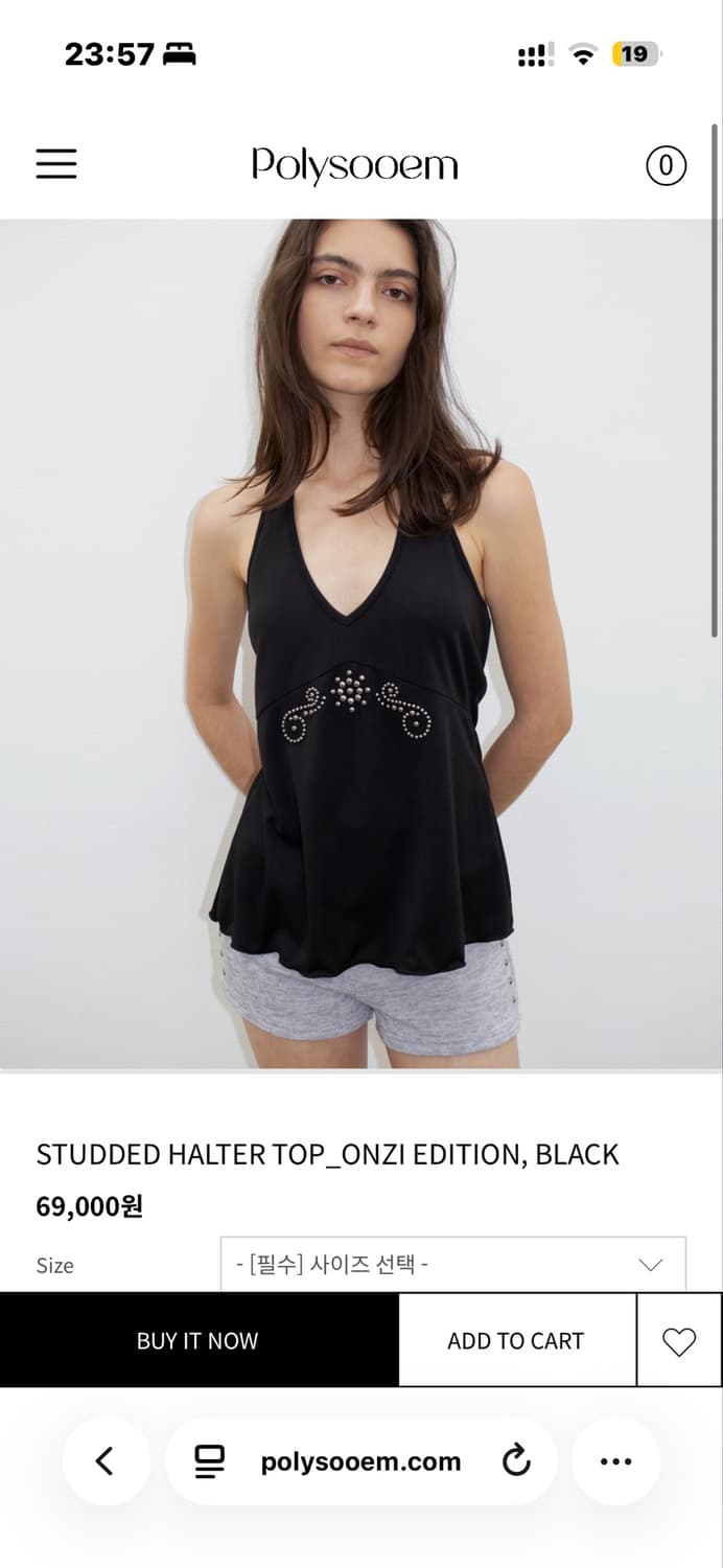 STUDDED HALTER TOP_ONZI EDITION, BLACK 상품이미지1