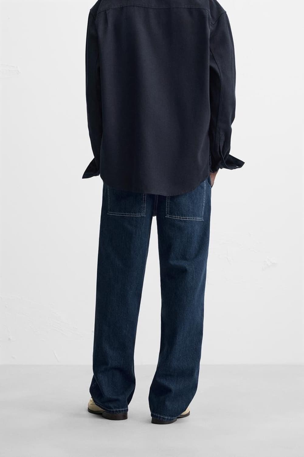 자라 스티치 와이드 레그 진 상품이미지2