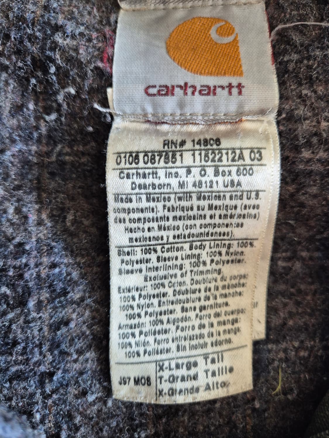 칼하트 J97 디트로이트 자켓 mos XL TALL 상품이미지6