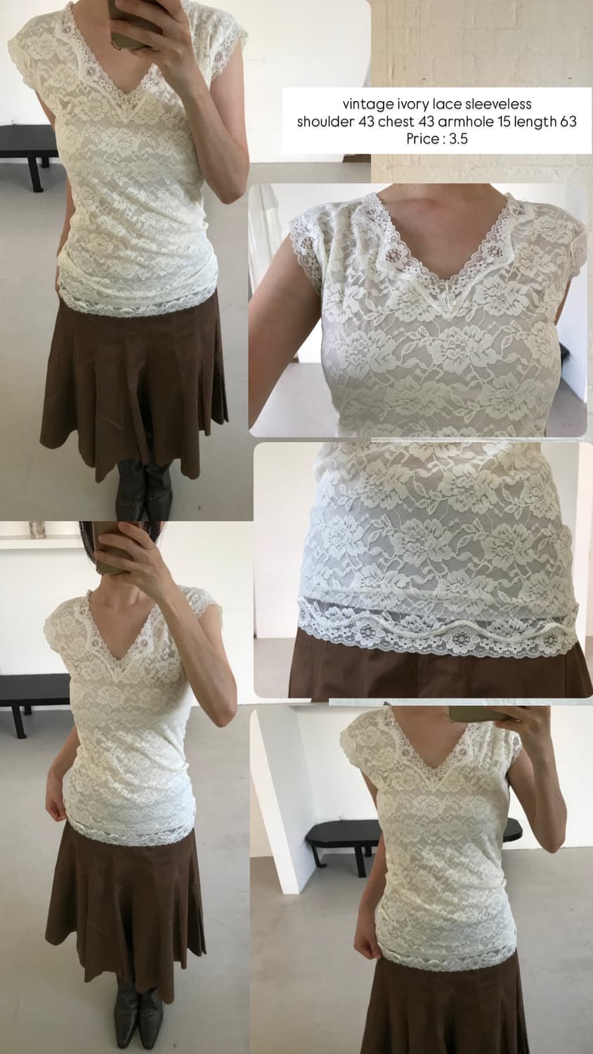 vintage ivory lace sleeveless 상품이미지7
