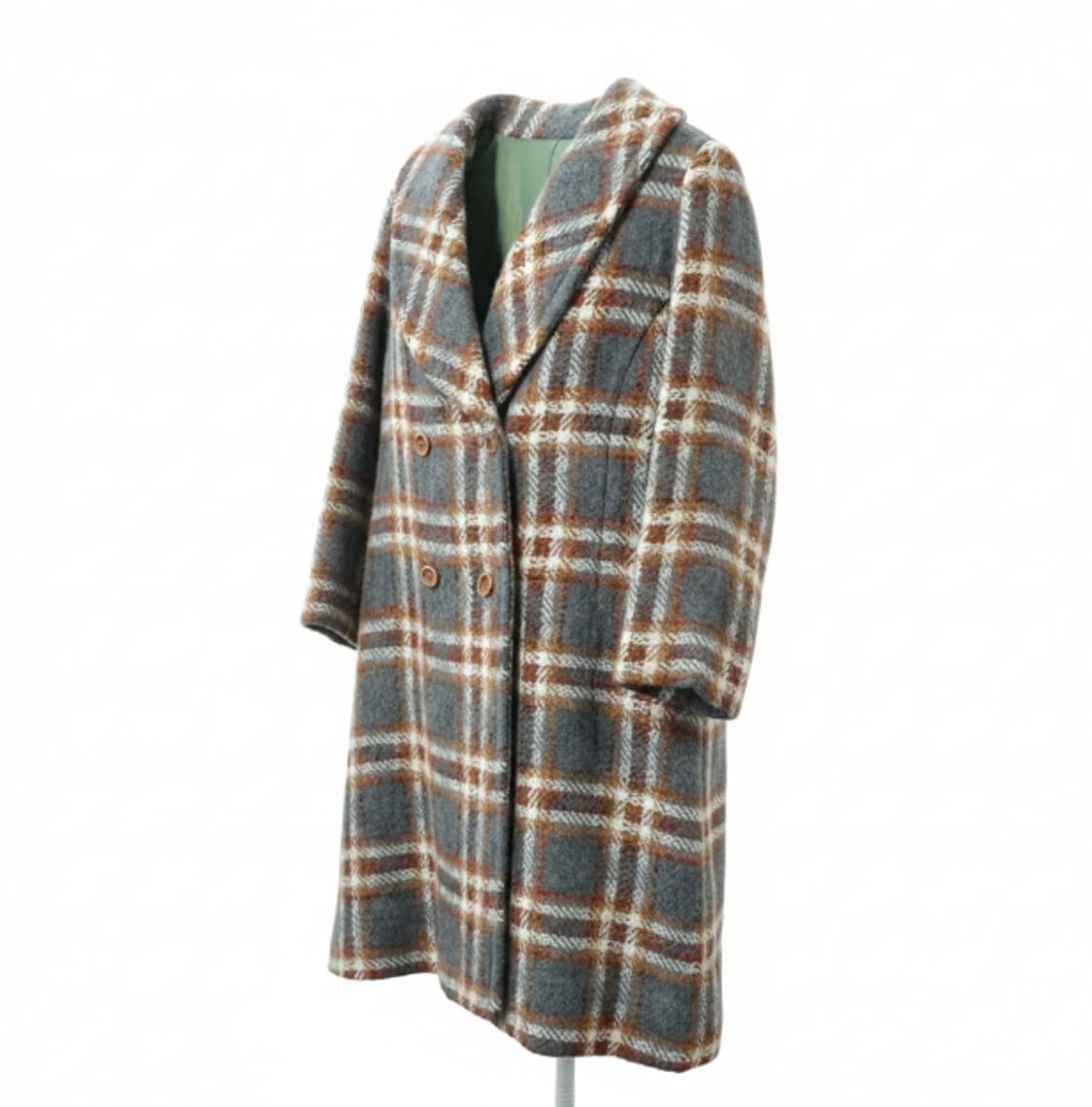 빈티지 울 체크 더블 코트 여성 1856 상품이미지2