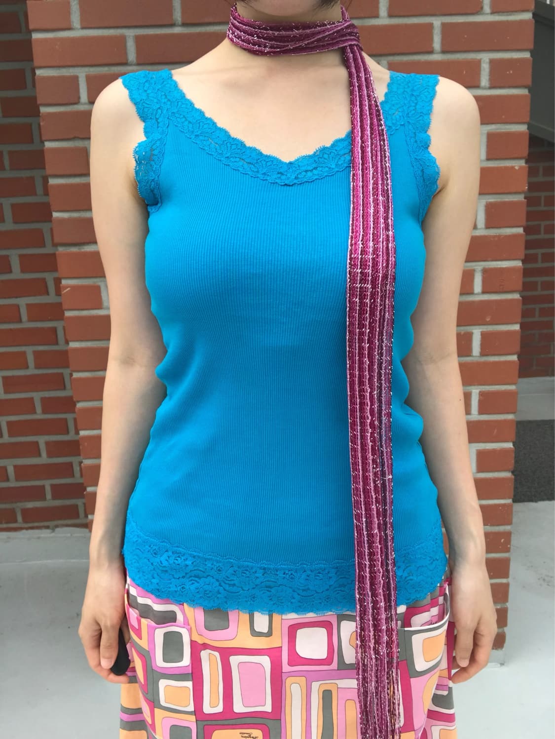 vintage pink pearl scarf 상품이미지7