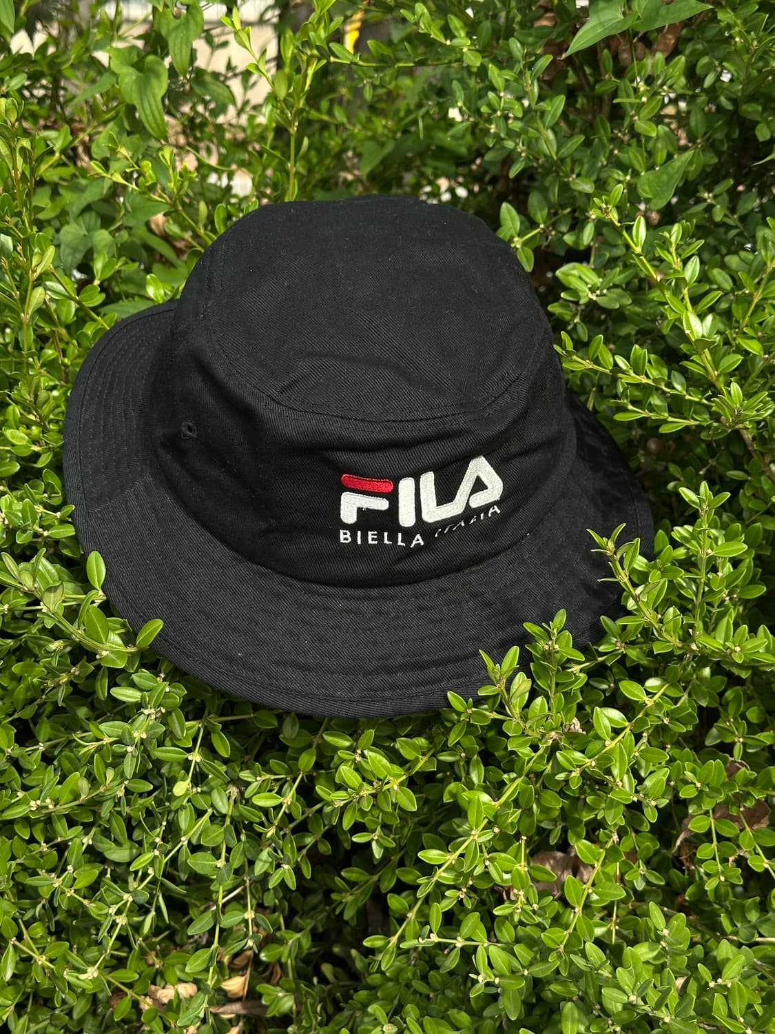 [M] FILA 휠라 로고 블랙 버킷햇 모자 상품이미지1