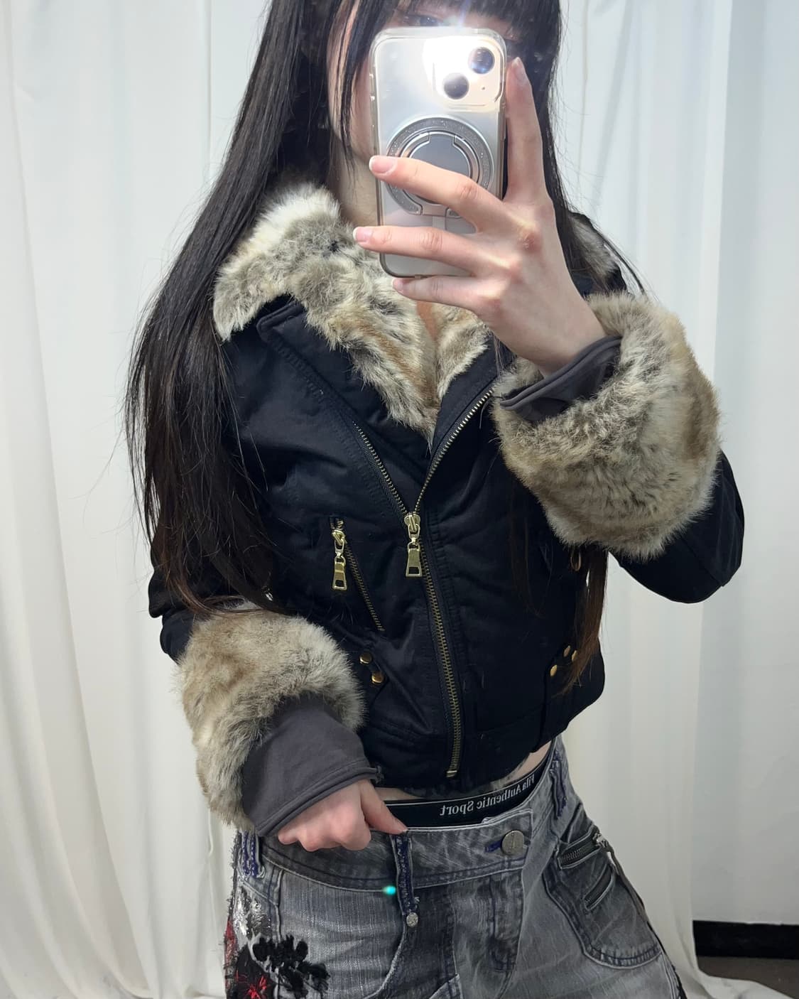 퍼 트리밍 패디드 자켓 상품이미지4