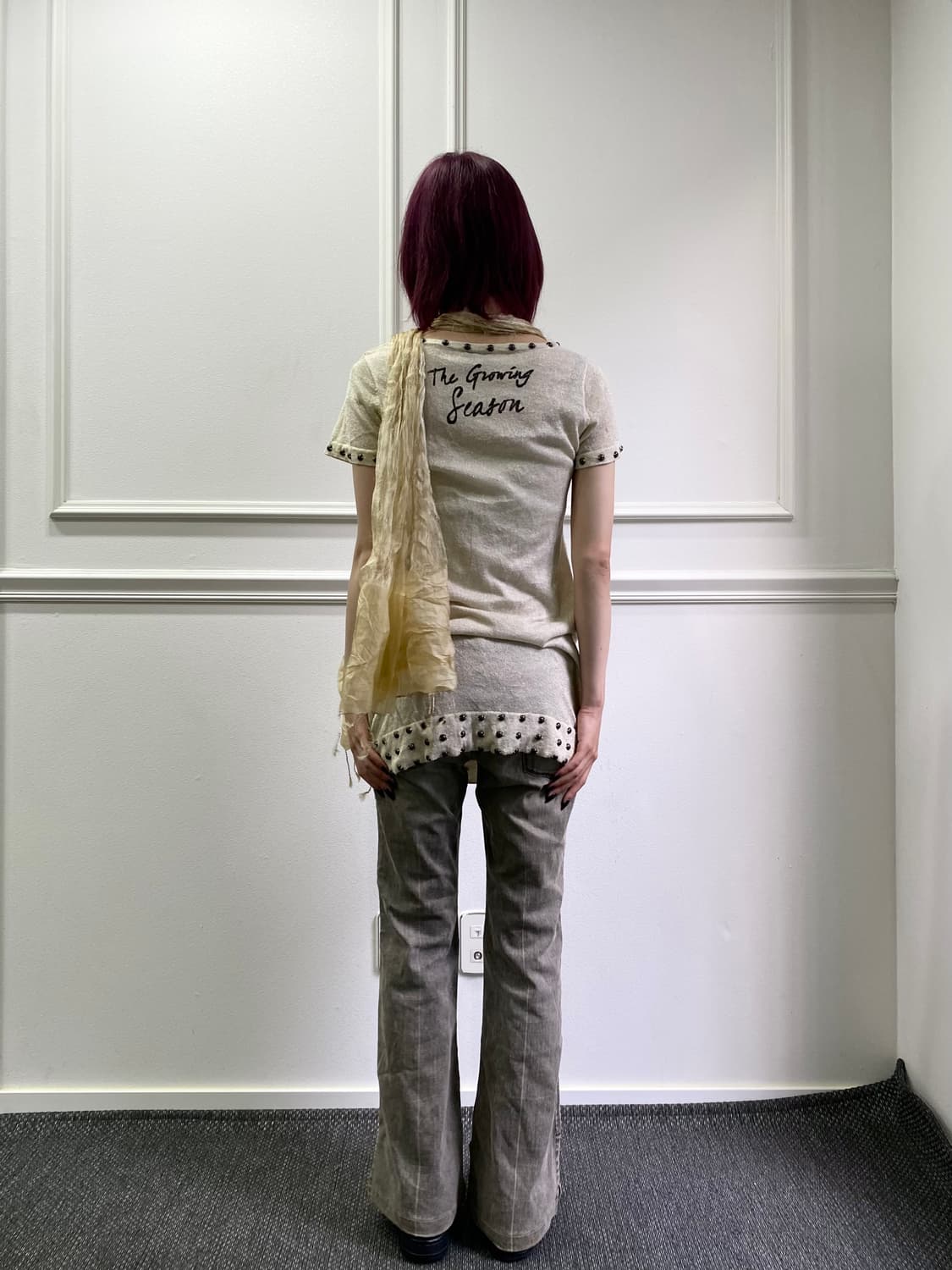 [ZELOS] Skull Print Stud Detail Tee 펑크 상품이미지8