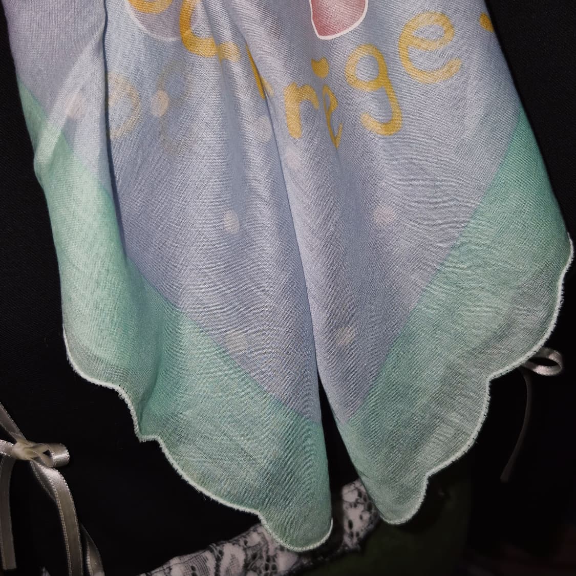 90s 꾸레쥬 하트 물방울 꽃잎 스카프 패브릭 상품이미지8