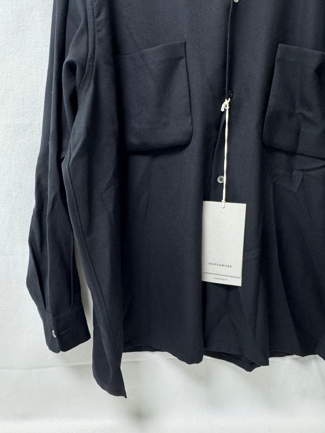 마카웨어 블랙 오픈 카라 울 셔츠 3 상품이미지3