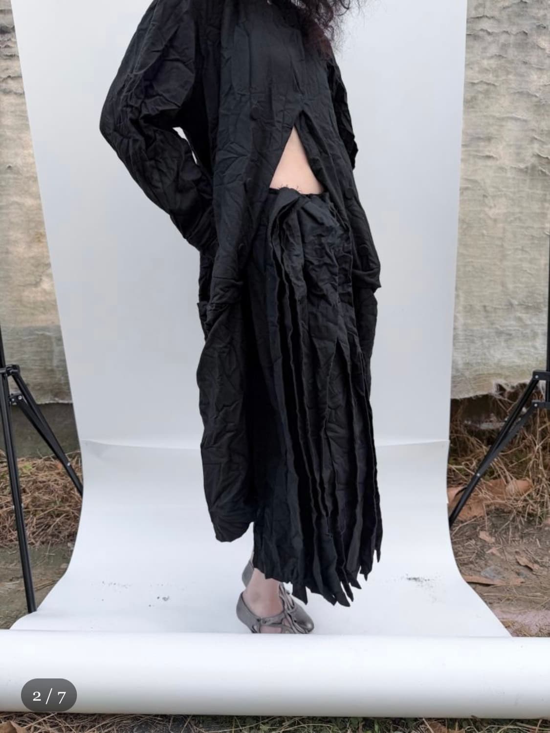 에옹쓰 Paper Wool Offbeat Pleats Skirt 0 상품이미지2