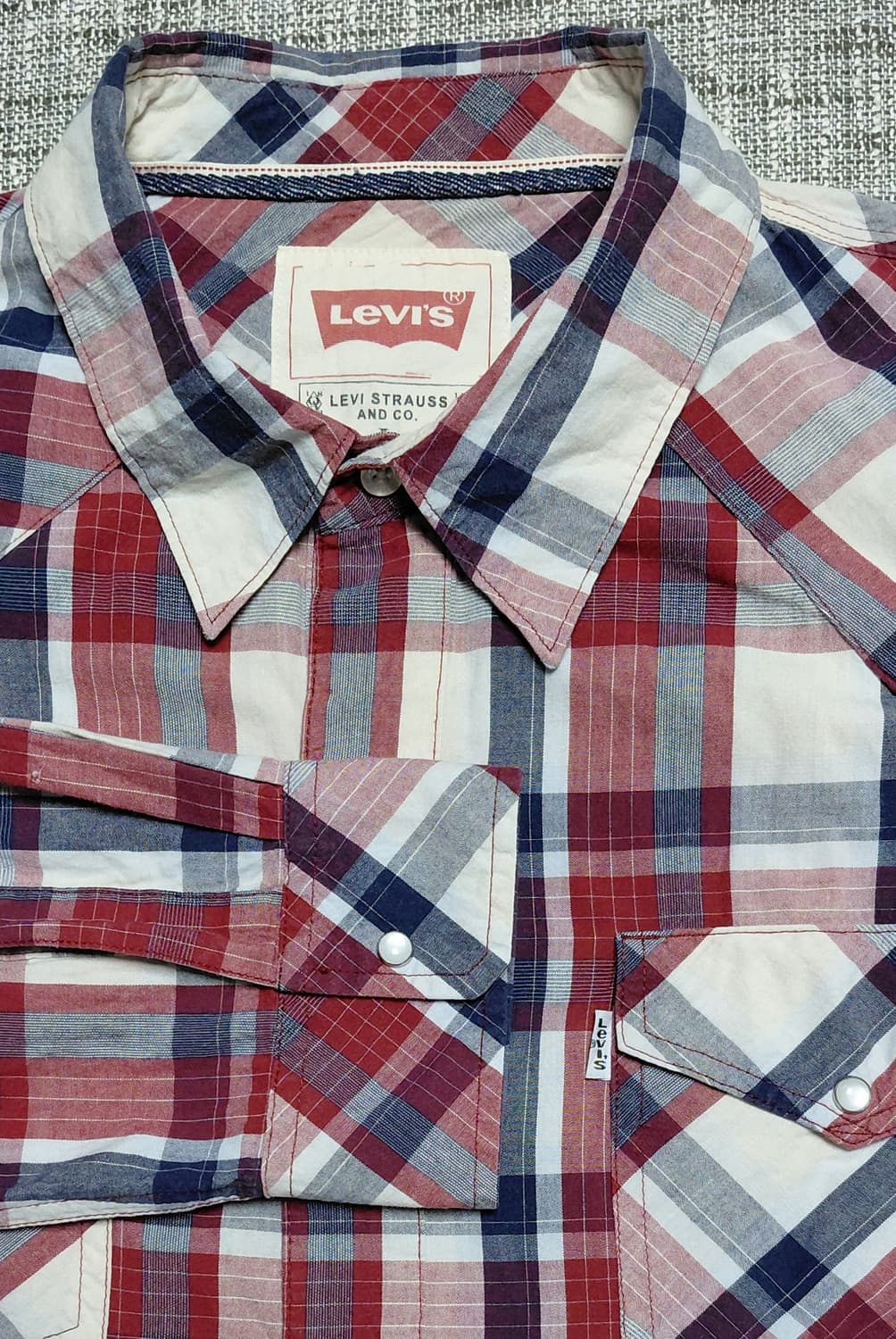 [L/화이트탭] 리바이스(Levi's) 자개 스냅 체크 웨스턴 셔츠 상품이미지1
