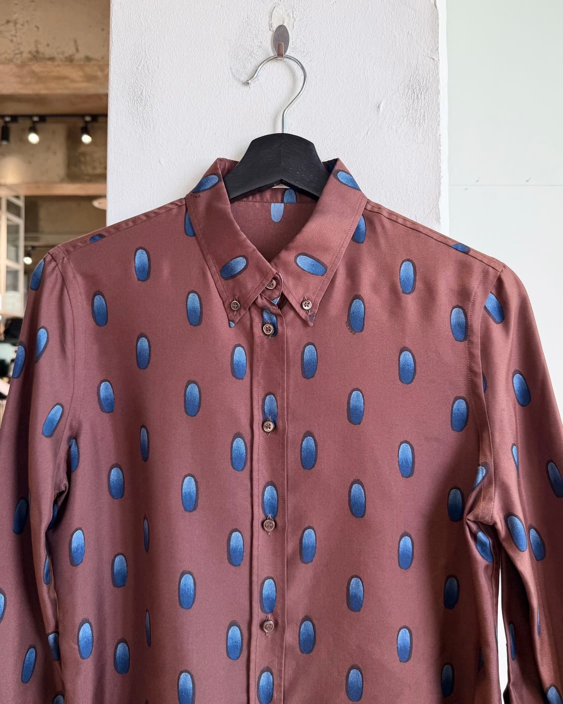 프라다 브라운 도트 실크 셔츠  상품이미지2