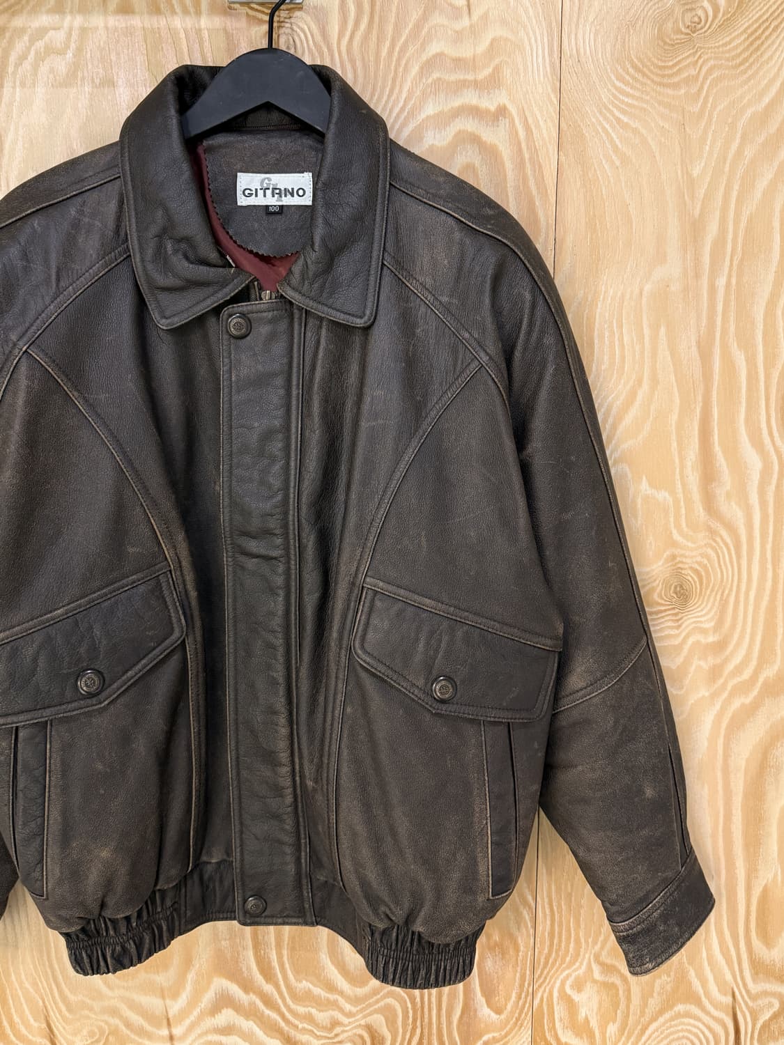 지타노 90‘s 레더 봄버 자켓 상품이미지3