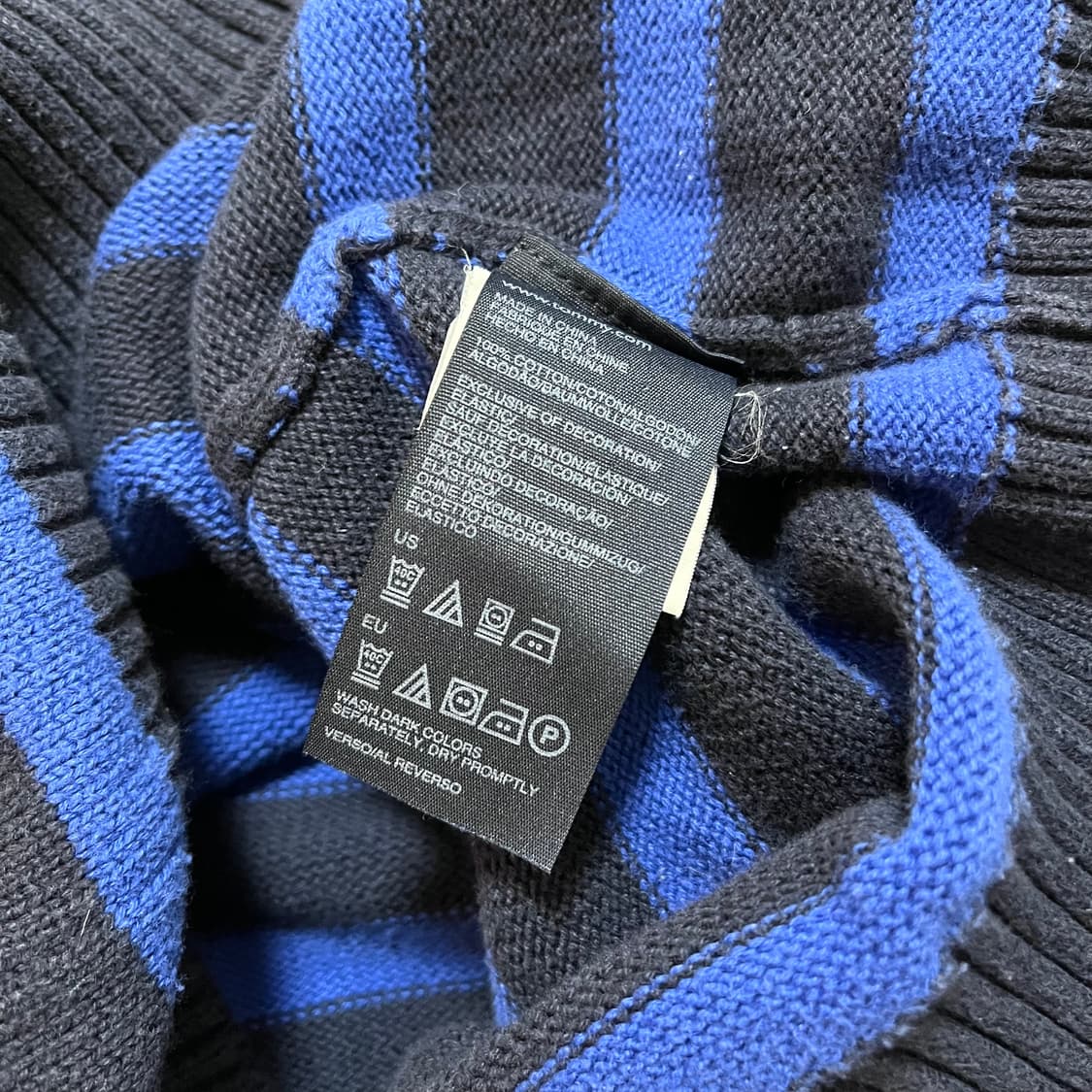 [정품]  타미 네이비 단가라 라운드 니트 [ S ] 상품이미지4