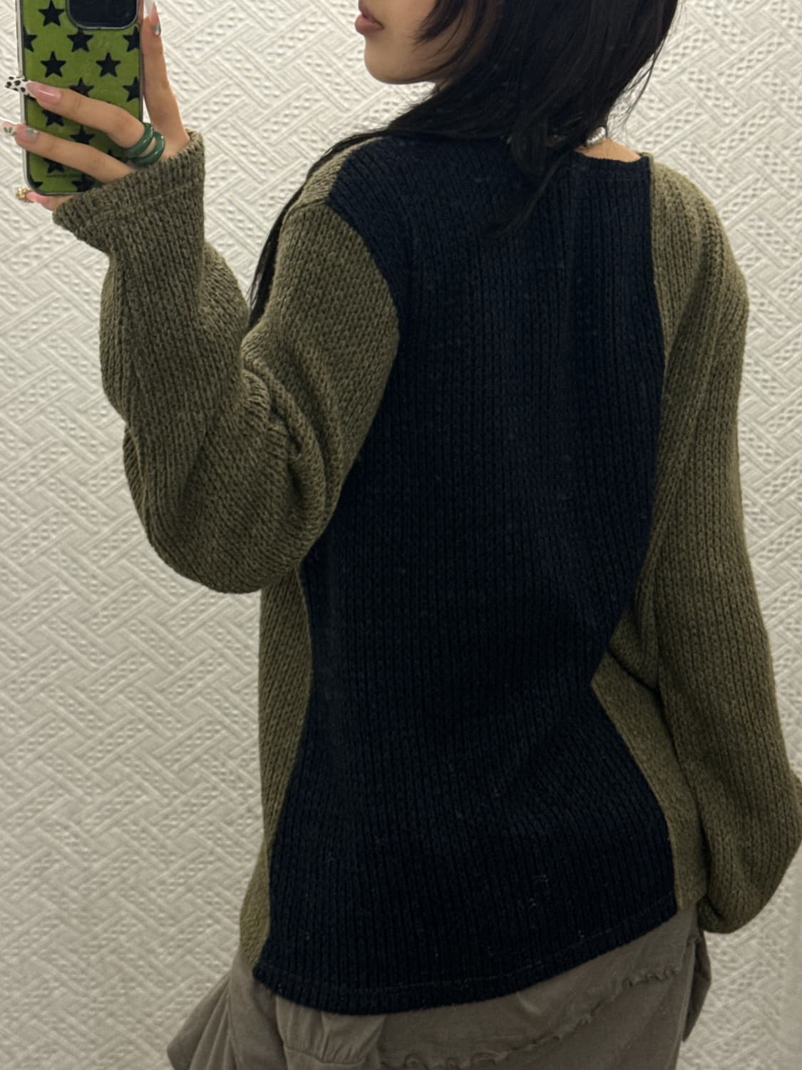 앤더슨벨 빈티지 콘트라스트 보트 언발 뜨개 니트 K0135 상품이미지1