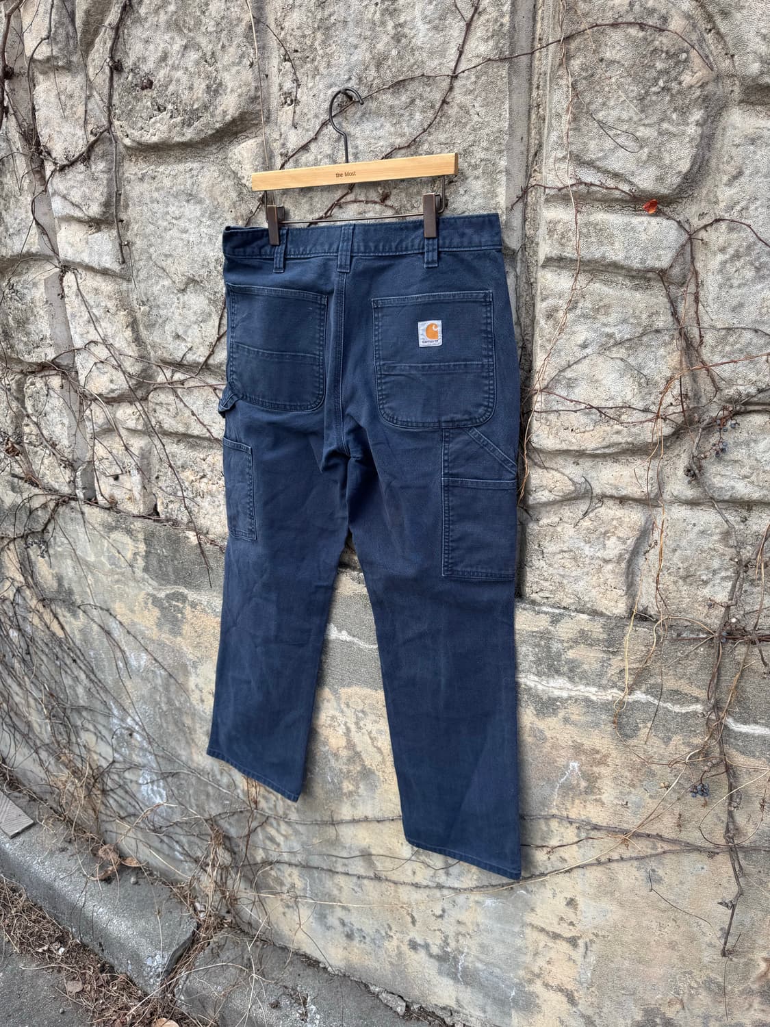 칼하트 빈티지 네이비 페이딩 싱글니 카펜터 워크 팬츠 상품이미지4