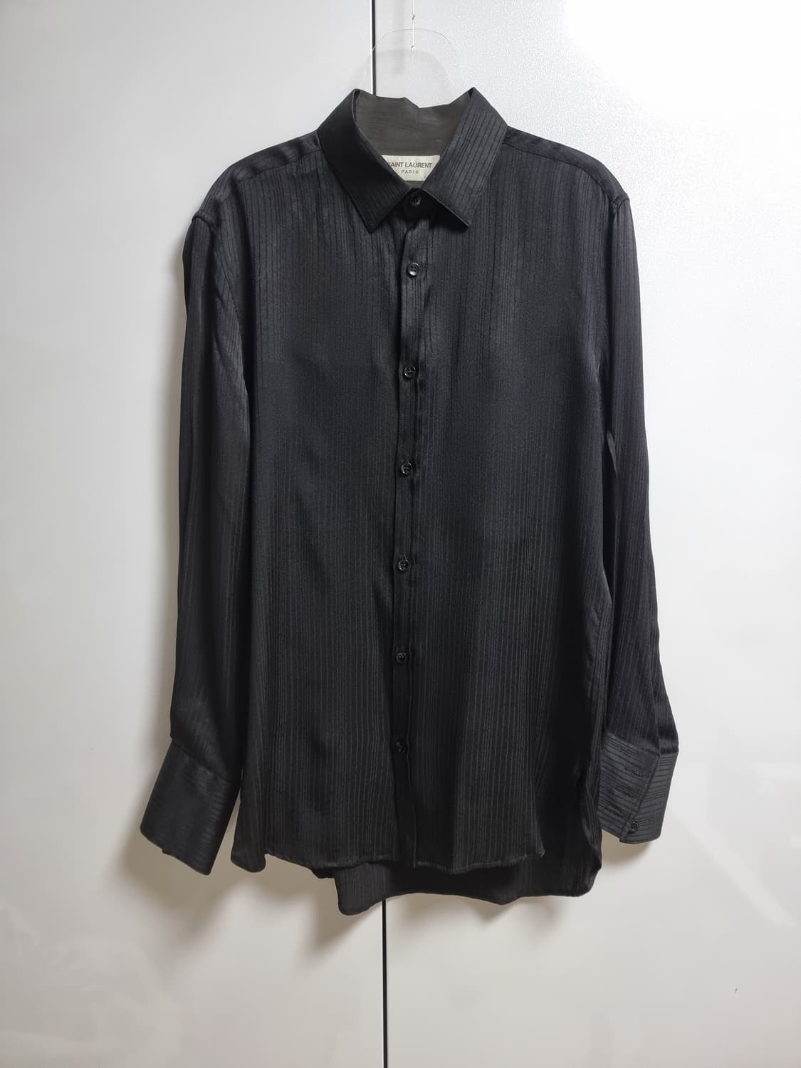 생로랑 블랙 실크 셔츠 스트라이프 강동원 39 상품이미지1