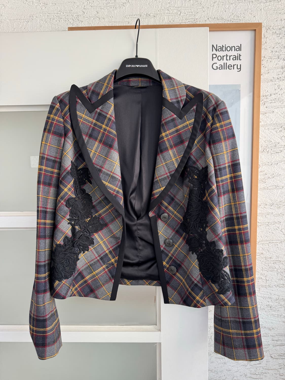 [LA PERLA] 라펠라 체크 패턴 레이스 자켓 38 상품이미지8