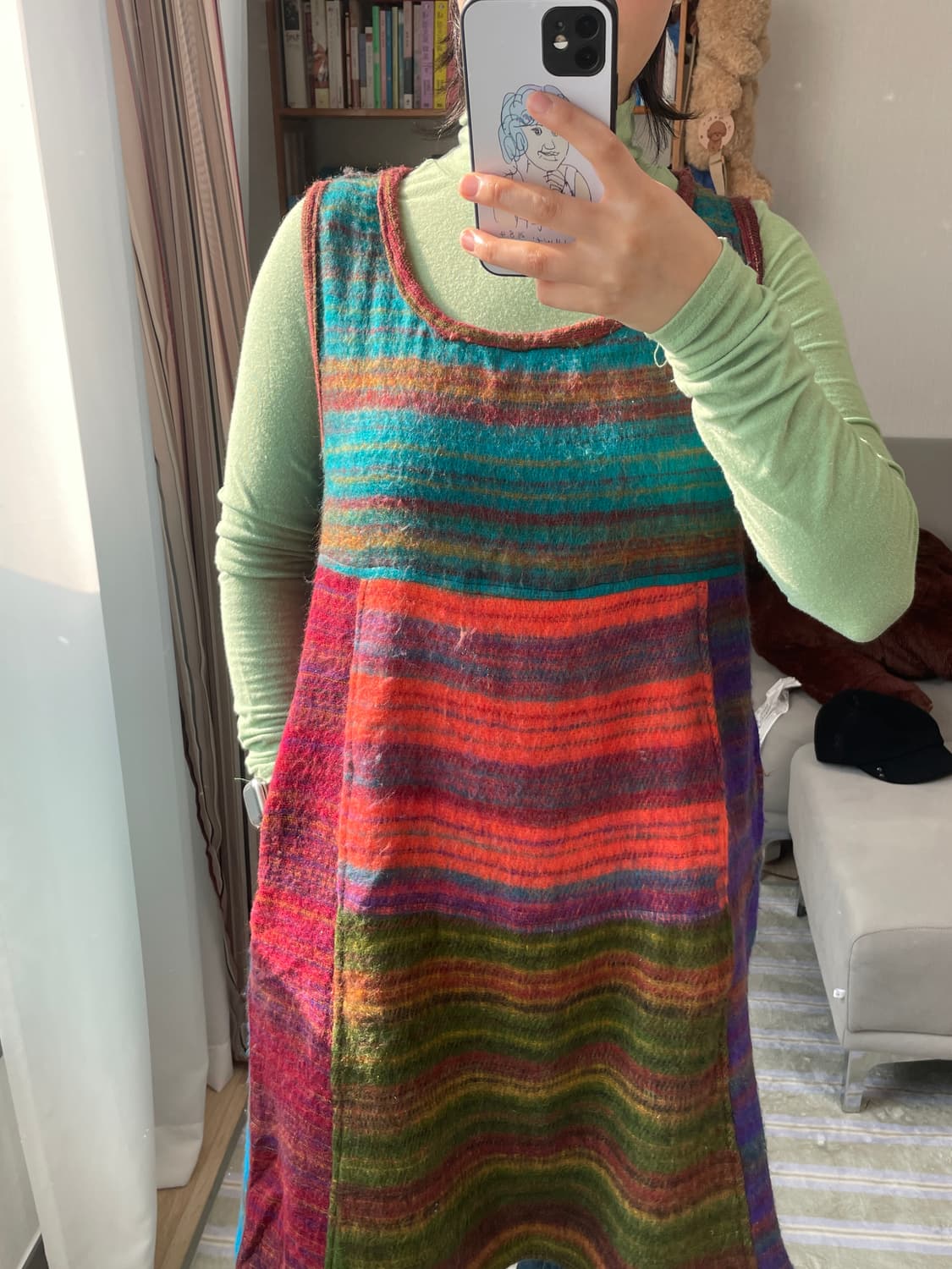 일본 빈티지 에스닉 멀티 스트라이프 레이어드 원피스 상품이미지1