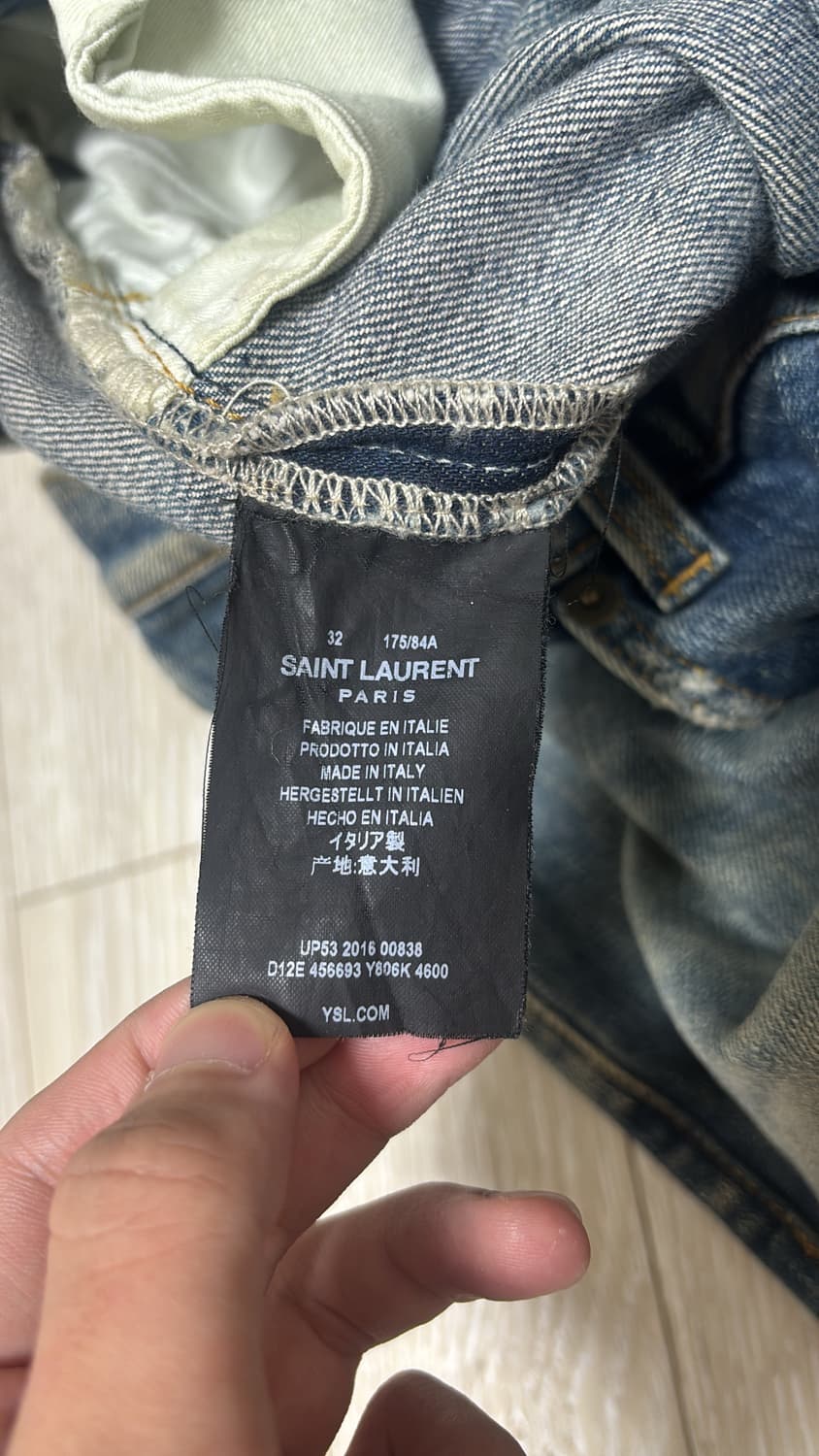 생로랑 레더패치 스터드 데님 팬츠 32사이즈 상품이미지3