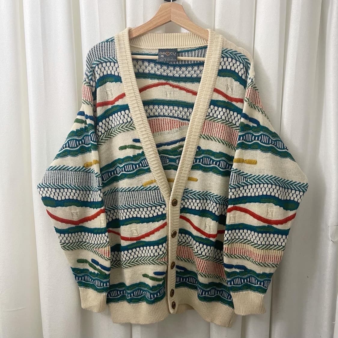 게쿠 아이보리 멀티컬러 케이블 가디건 상품이미지1