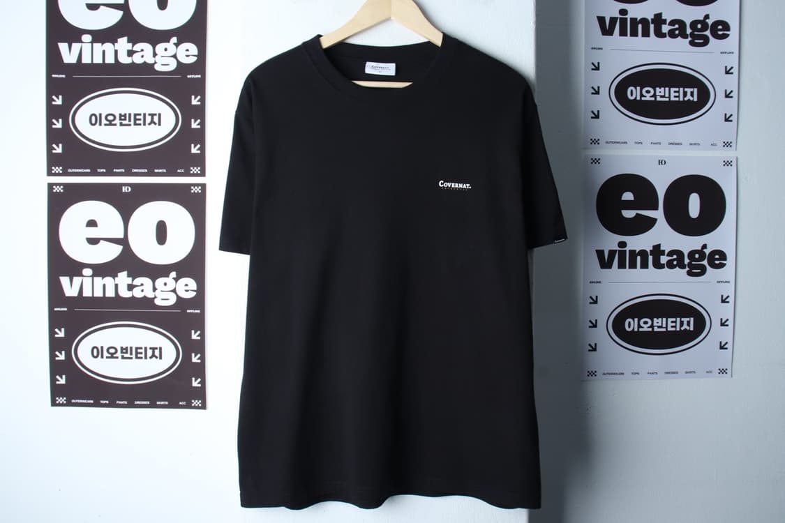 (L-XL) 커버낫 반팔 티셔츠 스몰로고 블랙 올드스쿨-H32448 상품이미지2