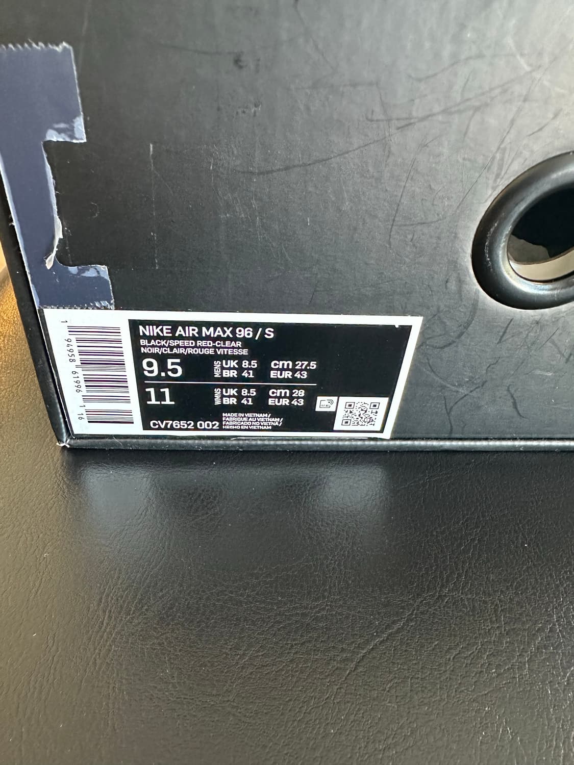 나이키 x 슈프림 에어맥스 96 블랙  상품이미지7