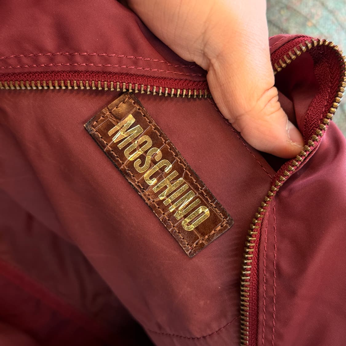 80 ~ 90S 모스키노 버건디 나일론 레더 파츠 빅백 더플백 상품이미지9