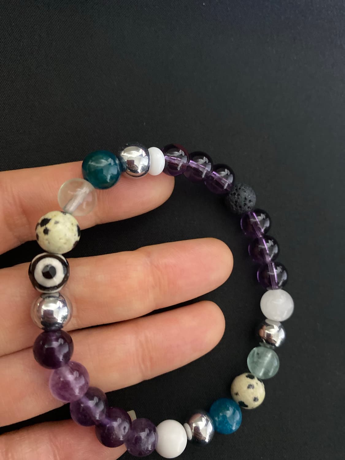 퍼플 원석 & 비즈 팔찌 상품이미지4