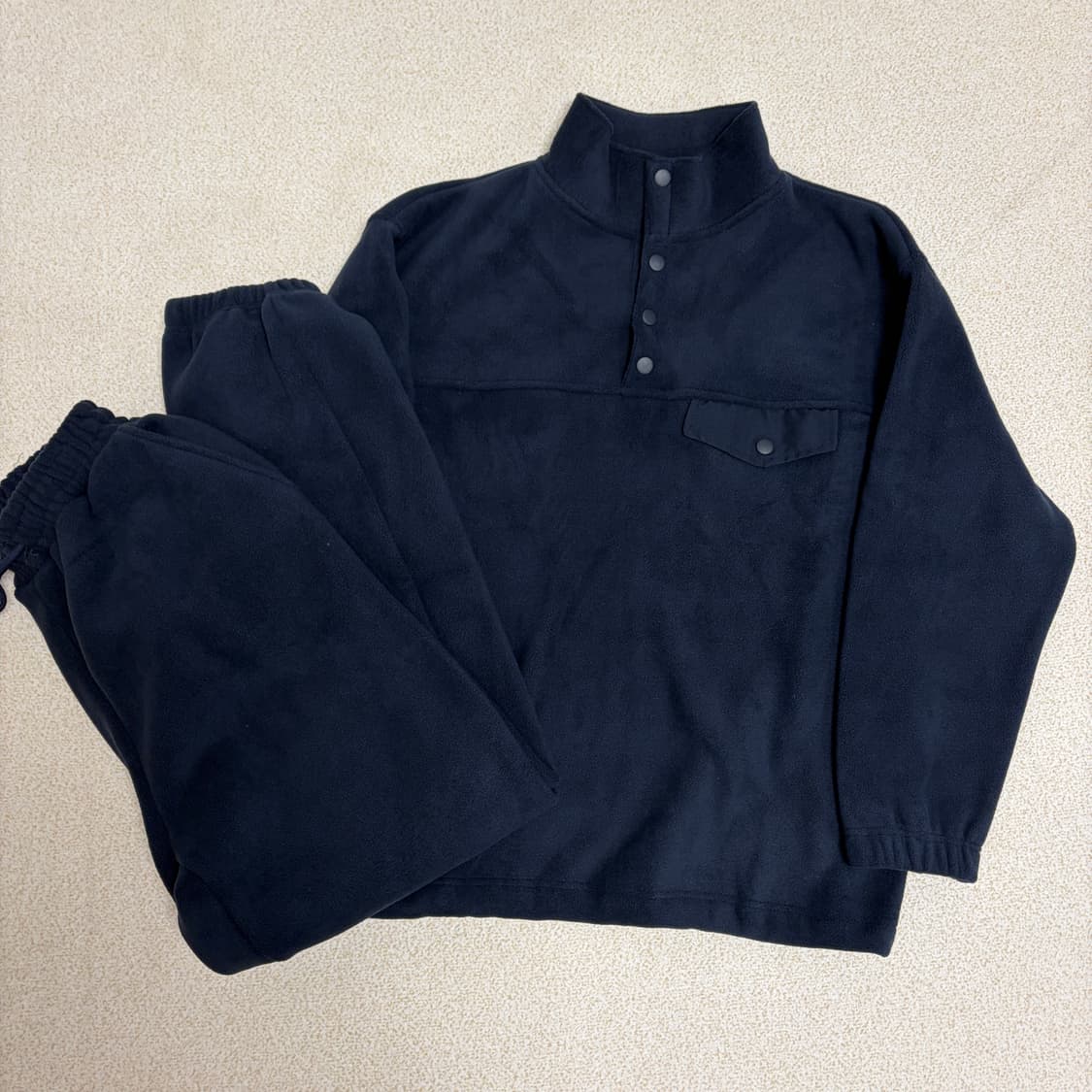 새상품 기모 후리스 상하의 세트 블랙/네이비 상품이미지1