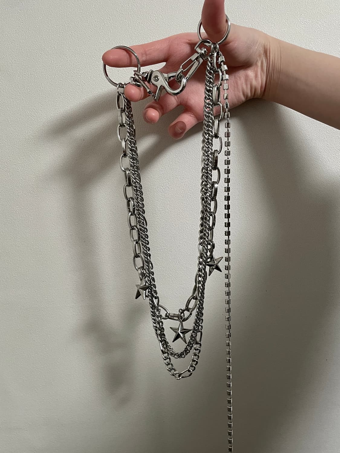 레테 빈티지 펑크 갸루 멀티 실버 체인 목걸이 바지체인 상품이미지3