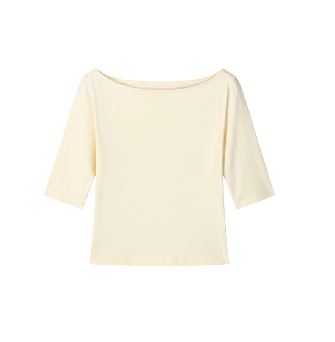 BREEZE ARCHIVE 보트넥 하프 슬리브 티셔츠 - 버터 상품이미지2