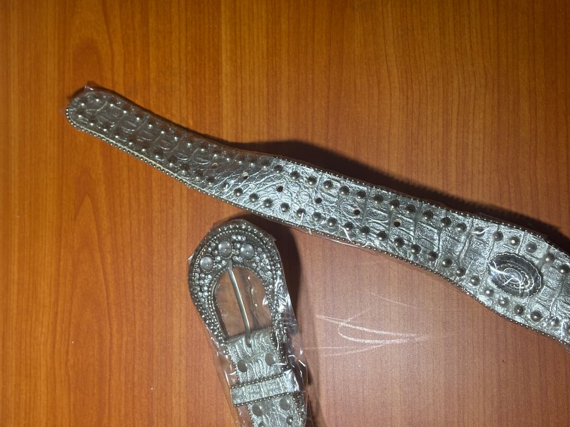 쇠맛 빈티지 실버 큐빅 포인트 벨트 상품이미지3