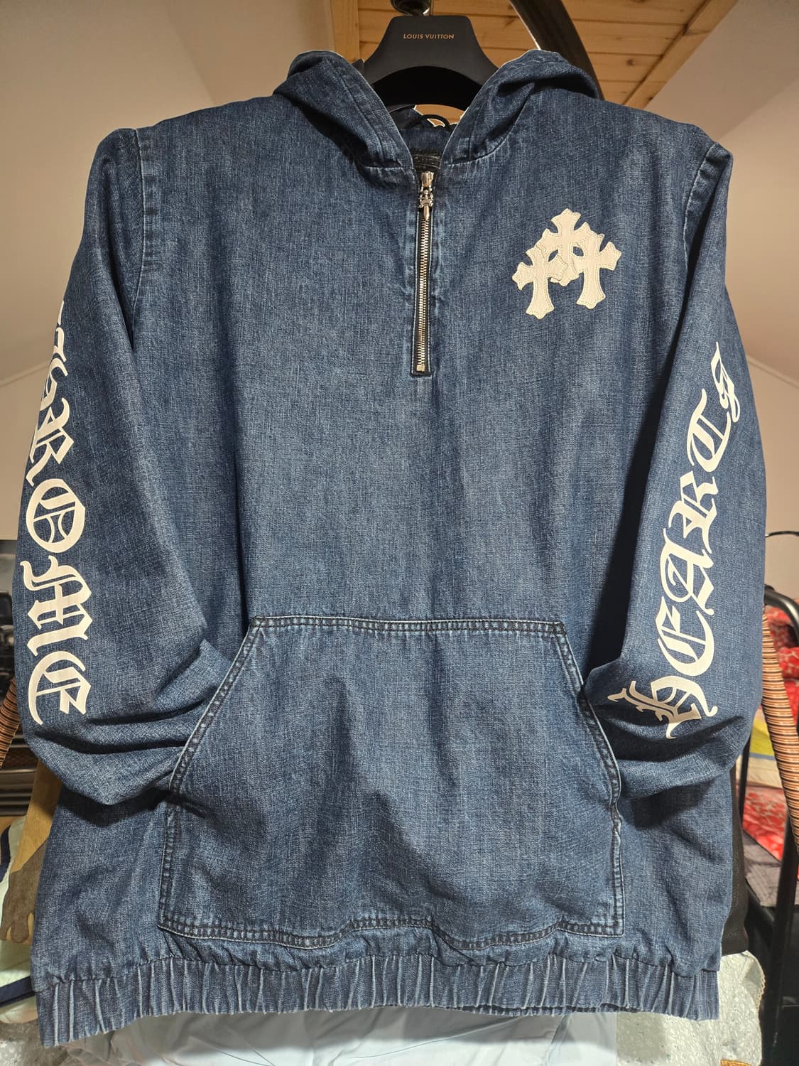 크롬하츠 트리플 화이트 레더패치 데님 아노락 후드(새상품) 상품이미지1