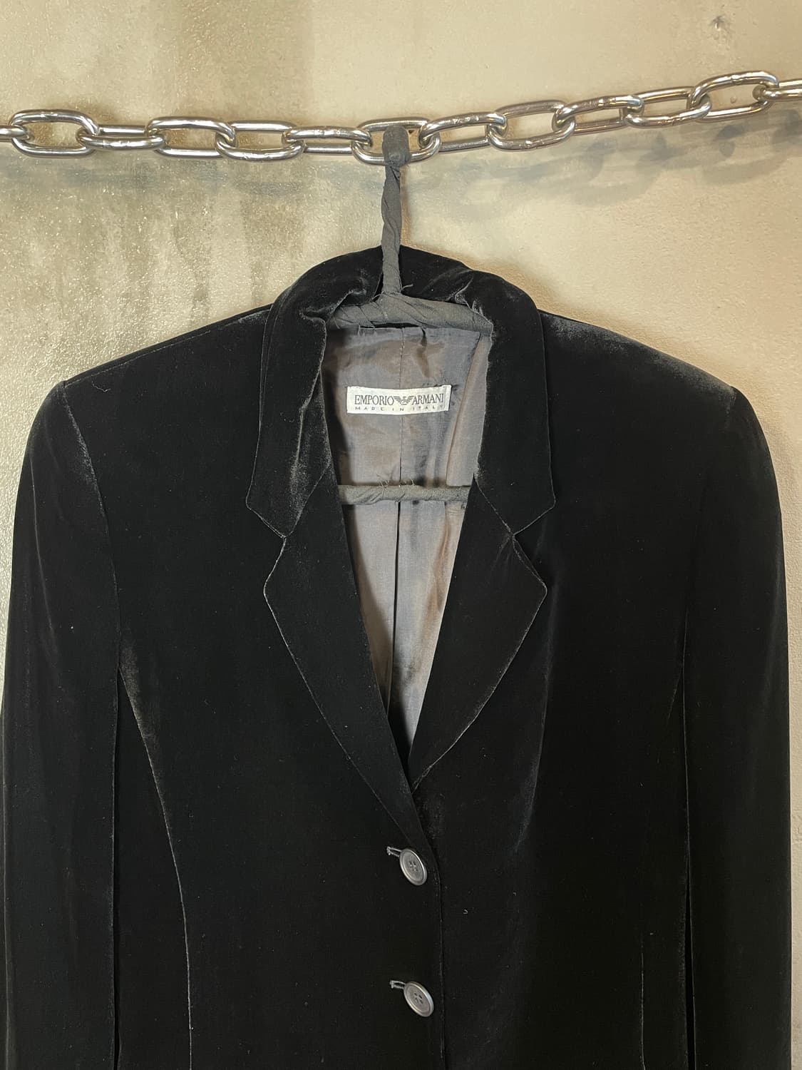 90s 아르마니 사이드짚 벨벳 코트  상품이미지5