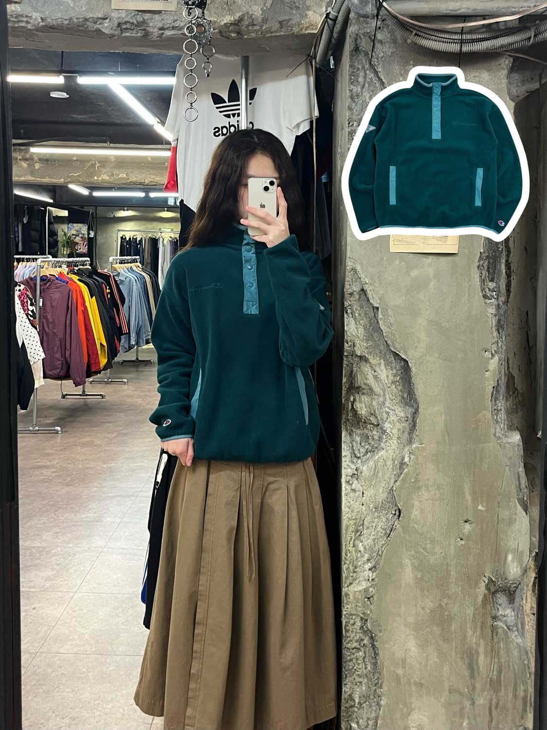 챔피온 버튼 플리스 그린 XS #csz2169 상품이미지1