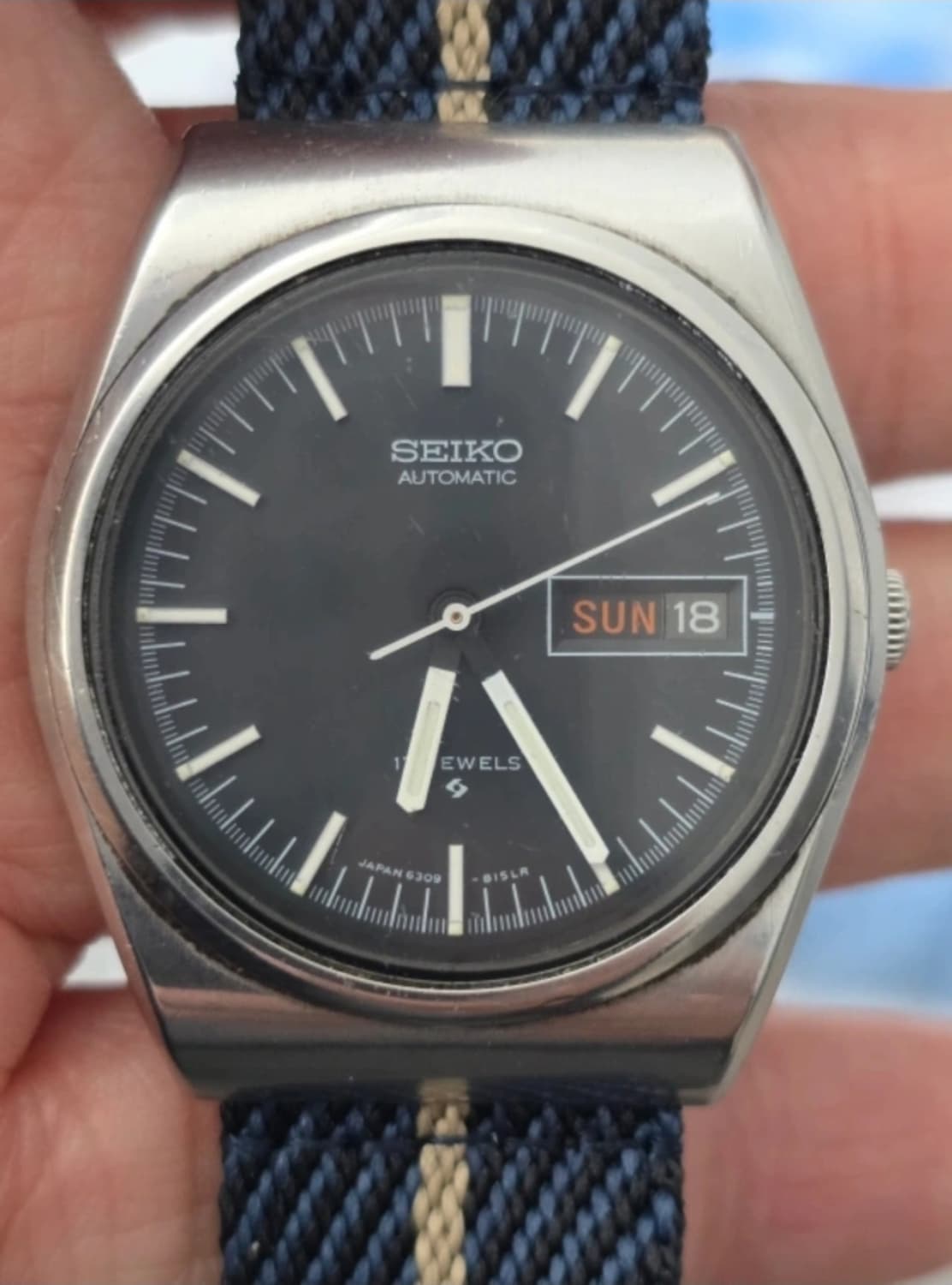 세이코 빈티지 6309-8120 요일.날짜표시 오토메틱 시계.
시간 잘  상품이미지1