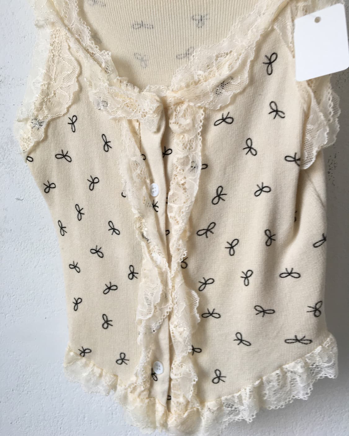 Lace trimming ribbon pattern ribbed slee 상품이미지3