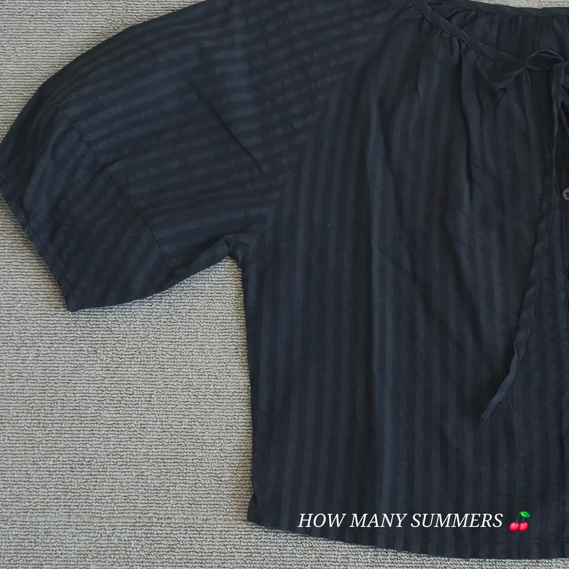 GU 지유 블랙 리본 퍼프 소매 블라우스 상품이미지4