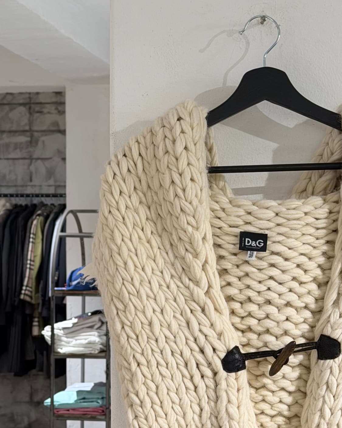 돌체앤가바나 아이보리 니트 후드 베스트 더플 코트 상품이미지2