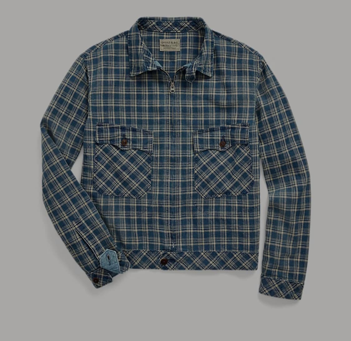 RRL 더블알엘 인디고 체크 린넨 블루종 L 상품이미지1