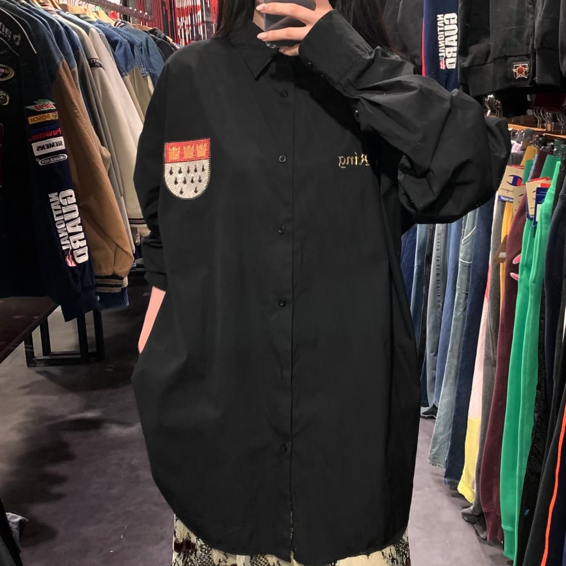 [IM] 디테스 스컬 로즈 핫픽스 셔츠 블랙 상품이미지1