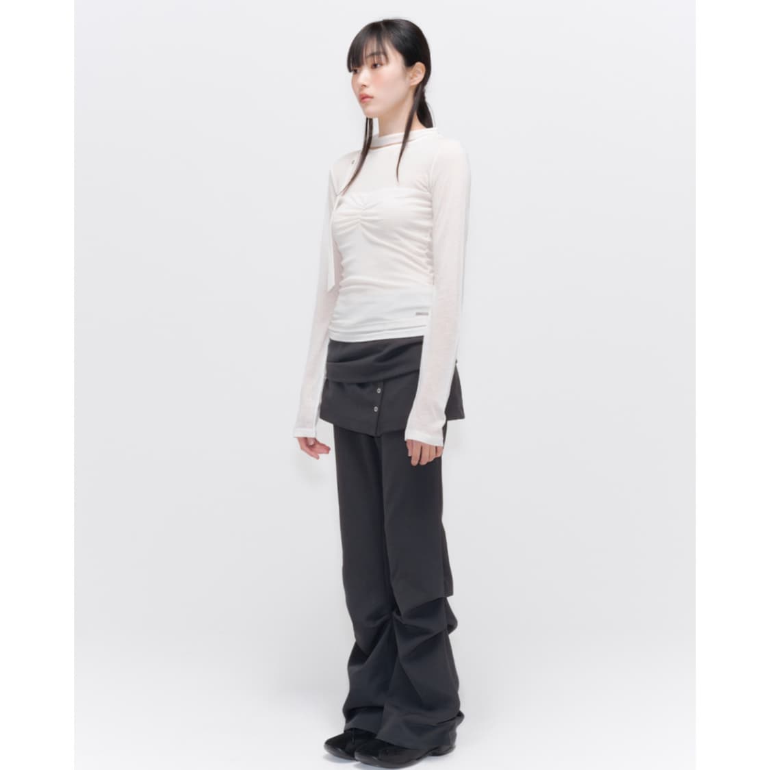 미세키서울 레이어드 스카프 롱슬리브 아이보리 상품이미지5