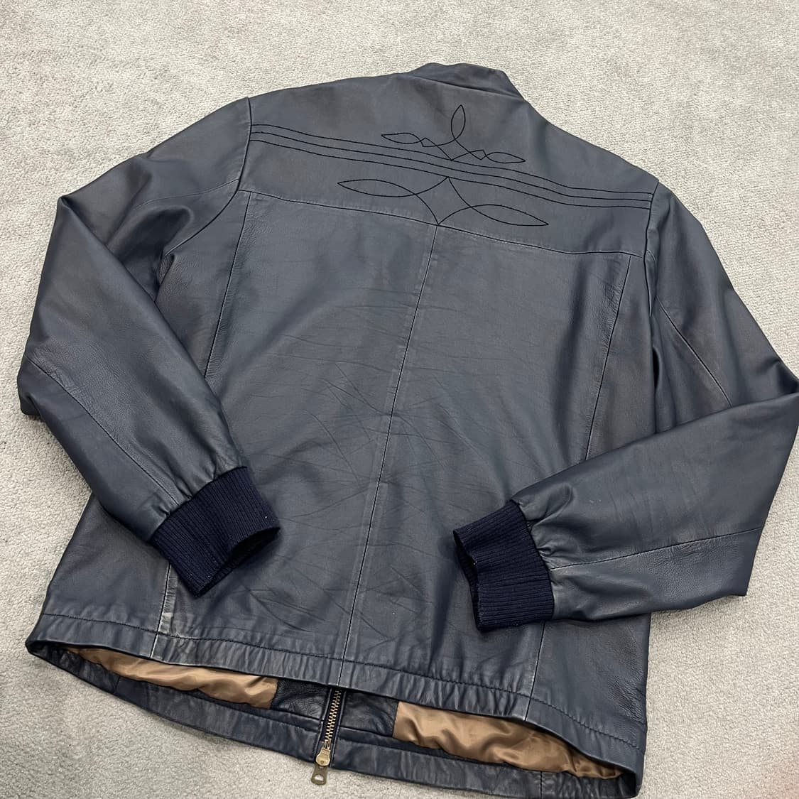 40 Jpn 빈티지 EARLS 양가죽 블루종 투웨이 자켓 상품이미지5