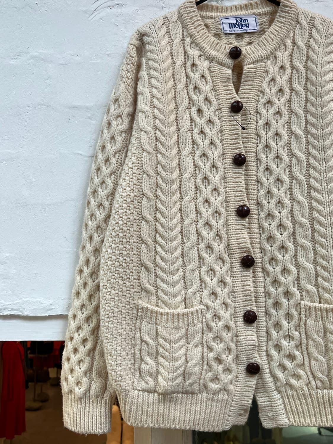 John Molloy 아이리쉬 울 가디건 스웨터 오트밀 OS 상품이미지4