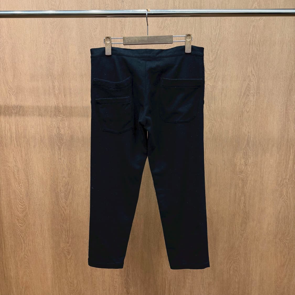 요지 야마모토 울 팬츠 드로우 스트링 백 더블 포켓 스트레이트핏 블랙 상품이미지3