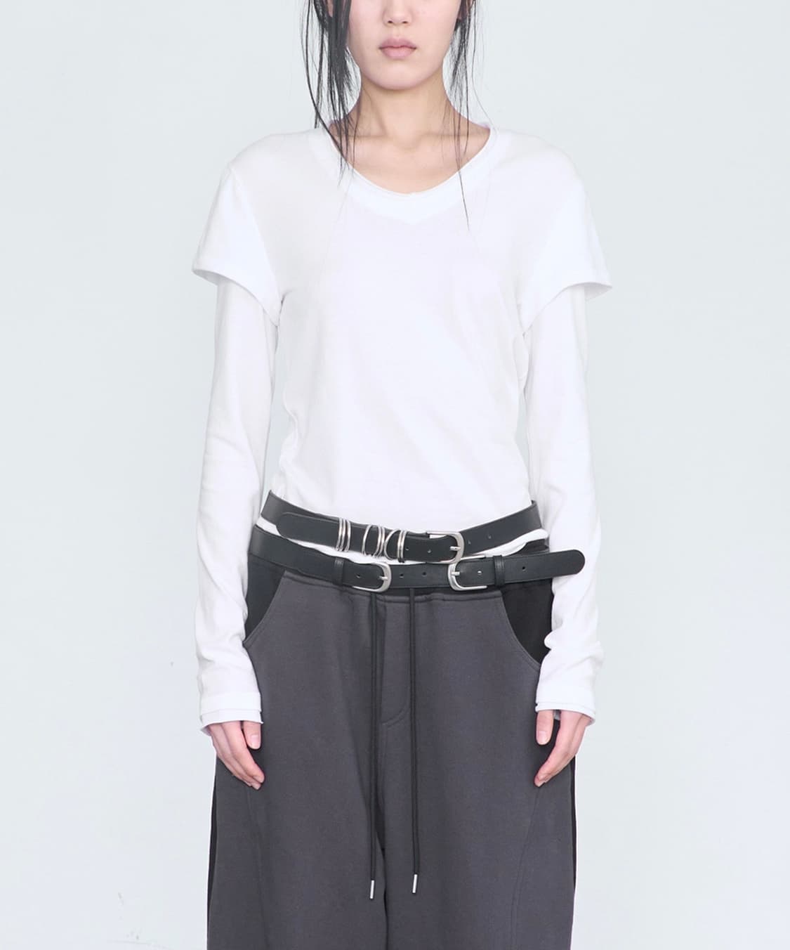 CERRIC 세릭 더블 슬리브 긴팔 티셔츠 화이트 상품이미지4