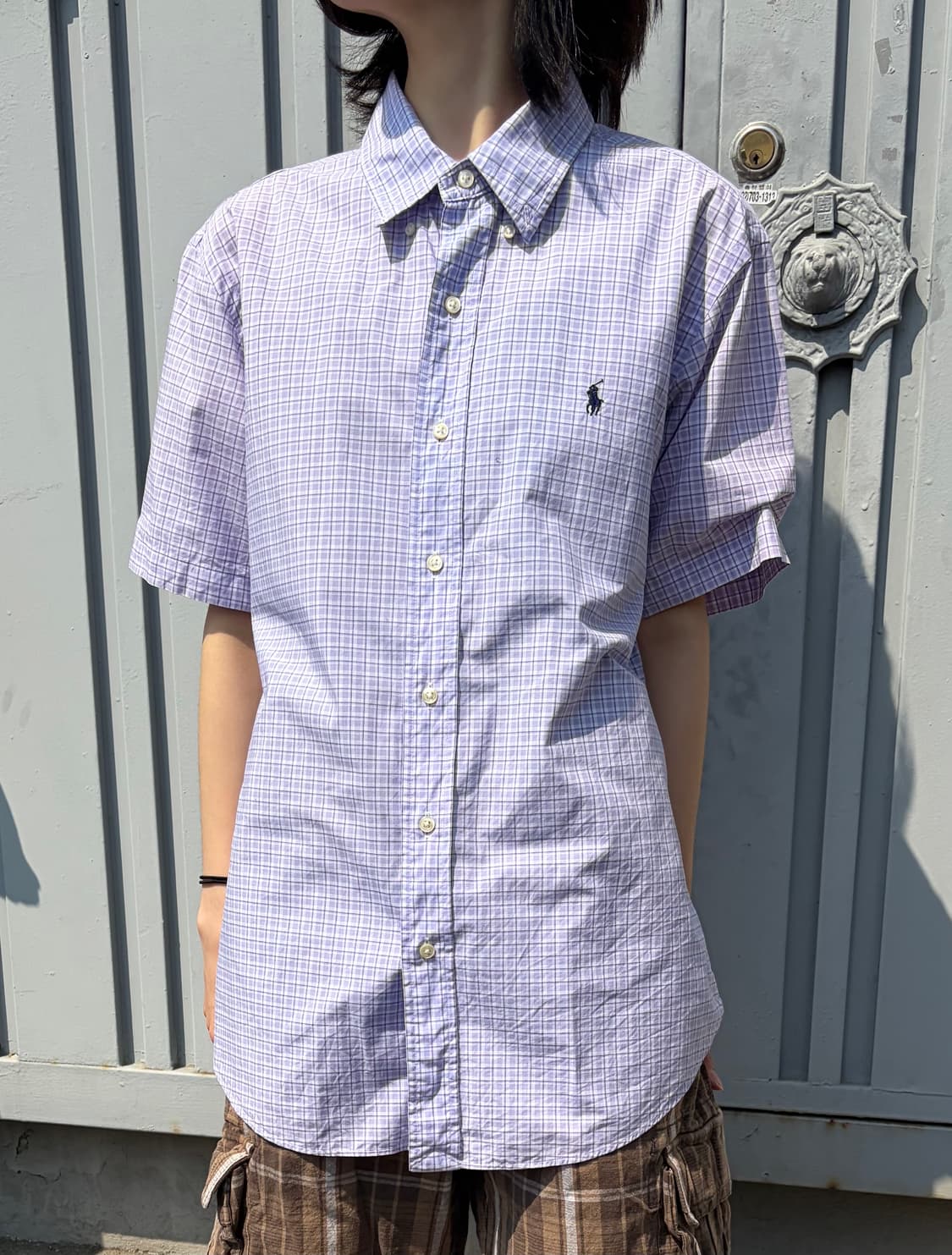 Polo Ralph Lauren 퍼플 체크 반팔 셔츠 상품이미지1