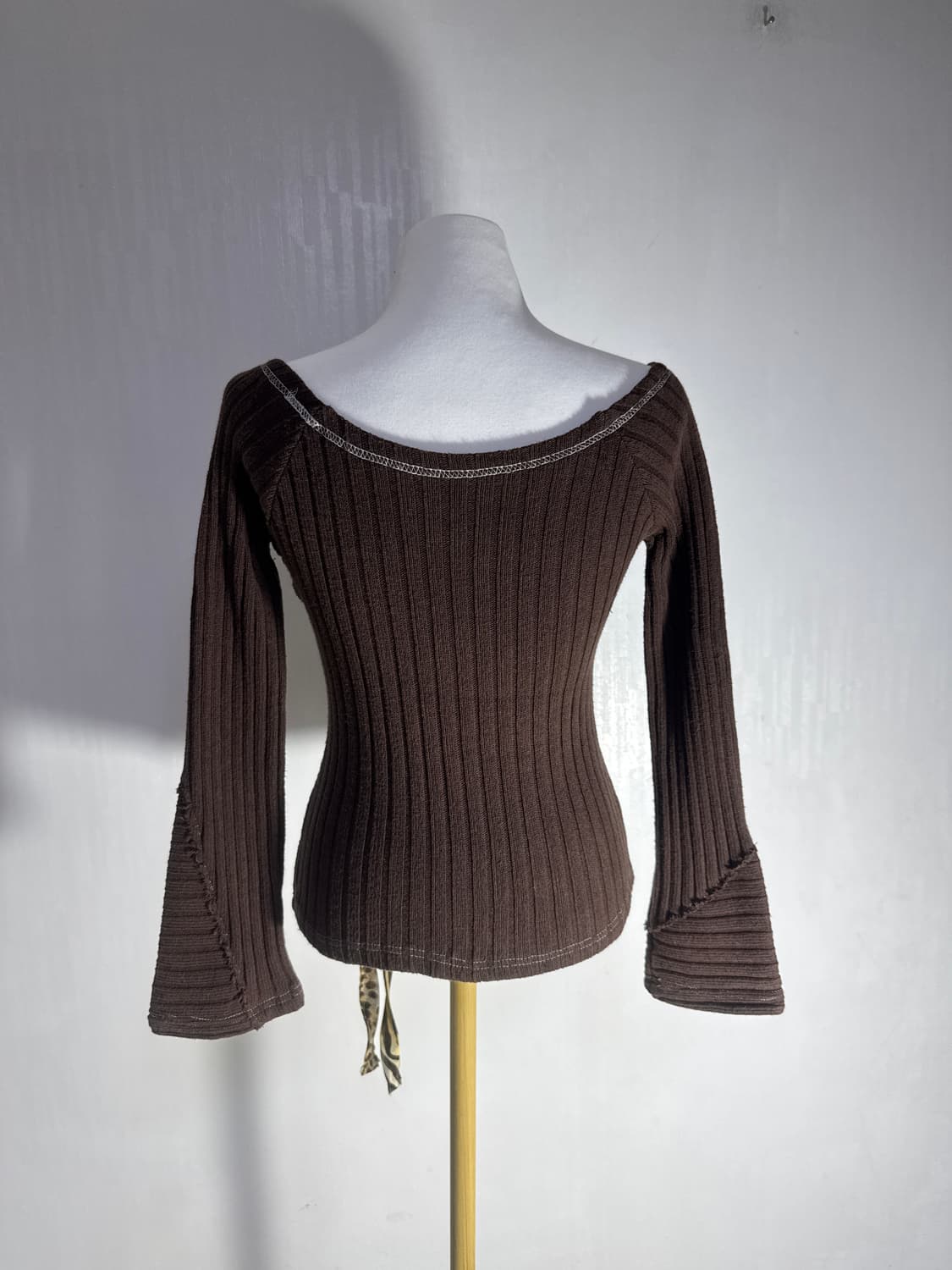 빈티지 레오파드 스트랩 오프숄더 니트 탑 y2k 아방가르드 오즈온 상품이미지3