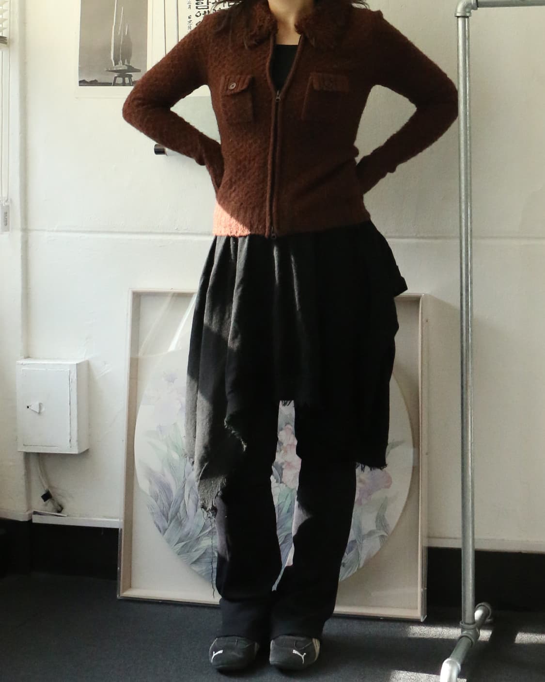 Y2K 퍼 카라 집업 가디건  상품이미지3